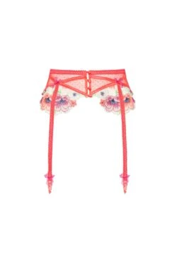 Shimmer Zinnia Embroidery Garter -Lingerie Boutique Shop SKGB1223 SU22 MAGENTA 0119 2