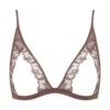 Paeonia Open Triangle Bra (Taupe) -Lingerie Boutique Shop coco de mer paeonia triangle open bra pink lace taupe cupless bralette sexy lingerie A