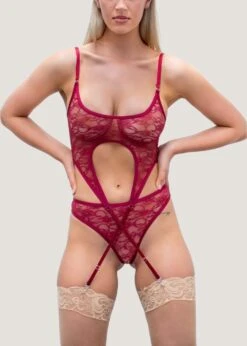 Olympia Crotchless G-String Red -Lingerie Boutique Shop kisskill olympia crotchless g string red lace bottoms sexy lingerie C
