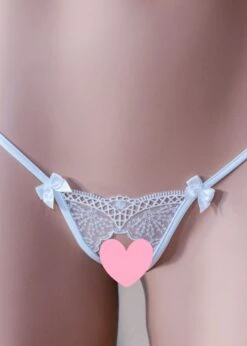 New Arrival -Lingerie Boutique Shop lucky cheeks charming white lace crotchless thong ultra sexy underwear C copy